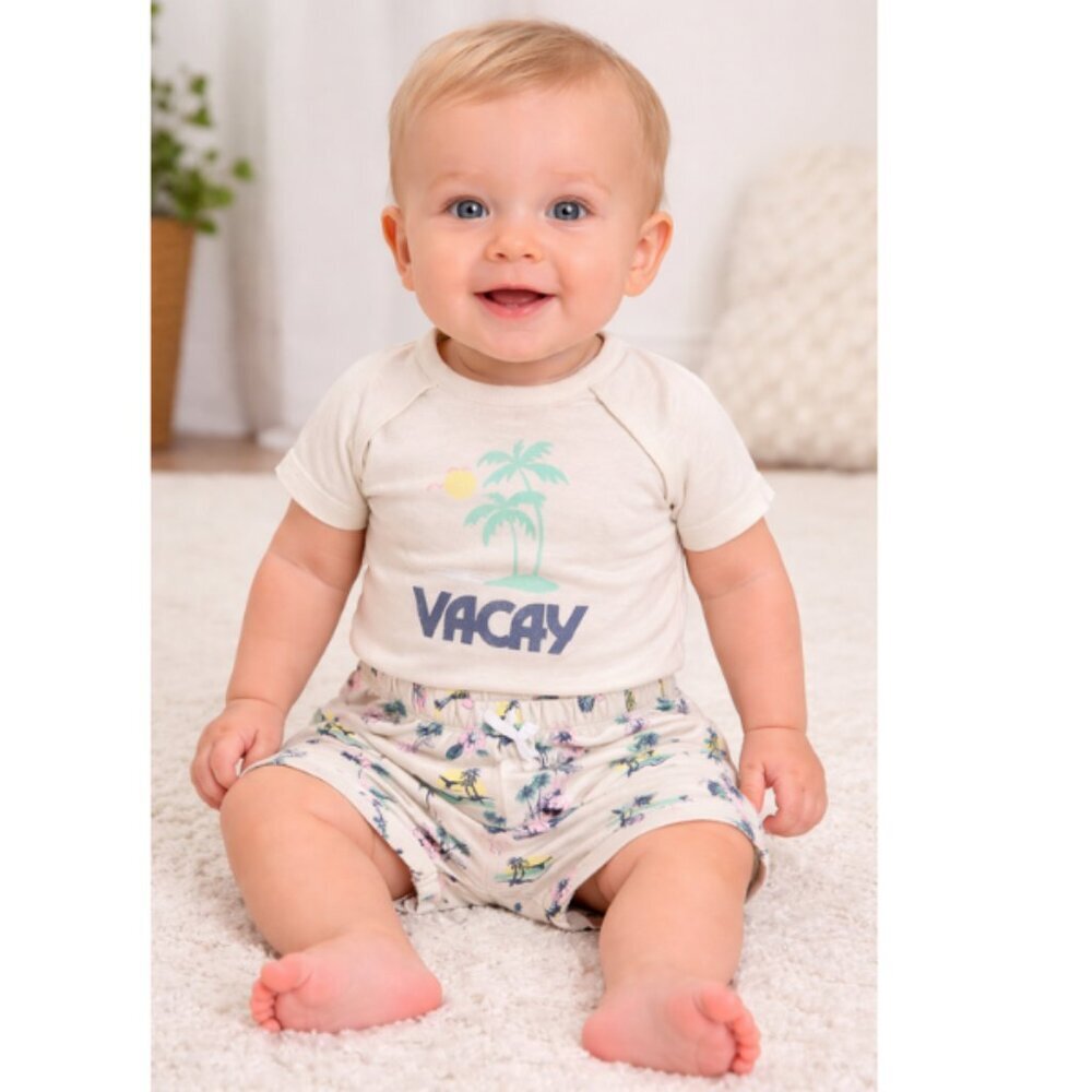 Grayson Mini Baby Vacay Outfit Set 6–9 Months Palm Tree Tee & Shorts